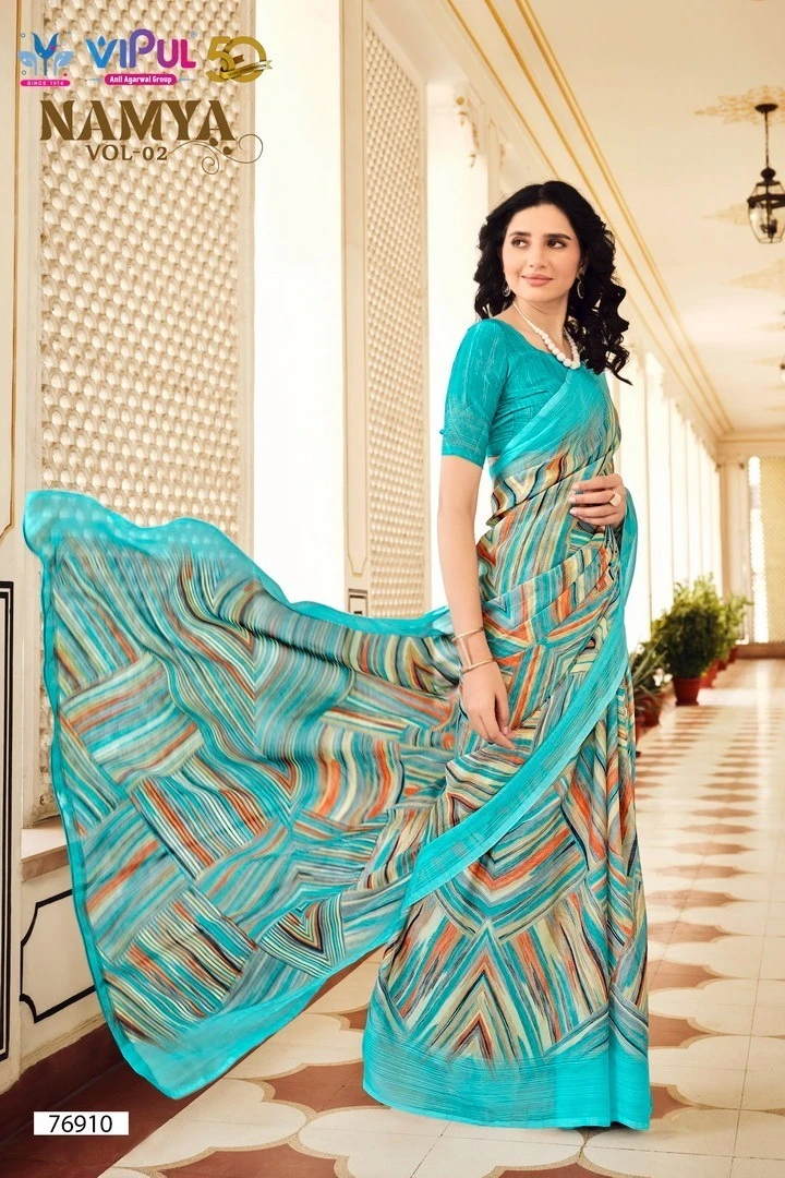 Vipul Namya Vol 2 Chiffon Wholesale Fancy Sarees Catalog — Wholesale Sarees, MPA wholesale from Surat — view 7